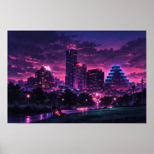 Arte de neón de paisaje fotográfico editado