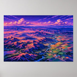 Arte de neón de paisaje fotográfico editado
