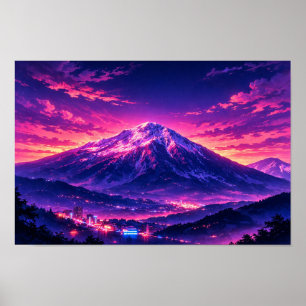 Arte de neón de paisaje fotográfico editado