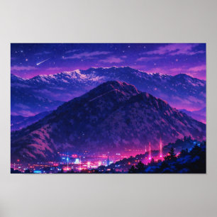 Arte de neón de paisaje fotográfico editado