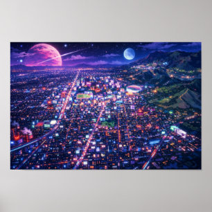 Arte de neón de paisaje fotográfico editado
