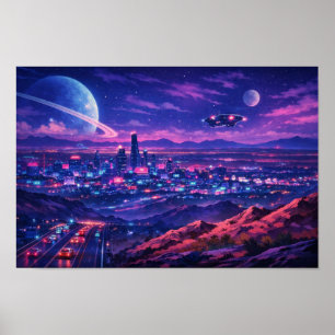 Arte de neón de paisaje fotográfico editado