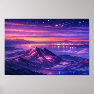 Arte de neón de paisaje fotográfico editado