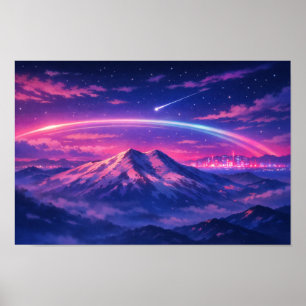 Arte de neón de paisaje fotográfico editado