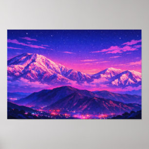 Arte de neón de paisaje fotográfico editado