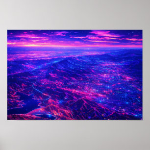 Arte de neón de paisaje fotográfico editado