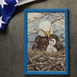 Arte de nido de águila calva y aguilucho