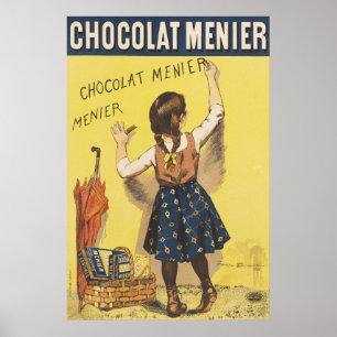 Arte de niña francesa de Chocolat Menier vintage 1