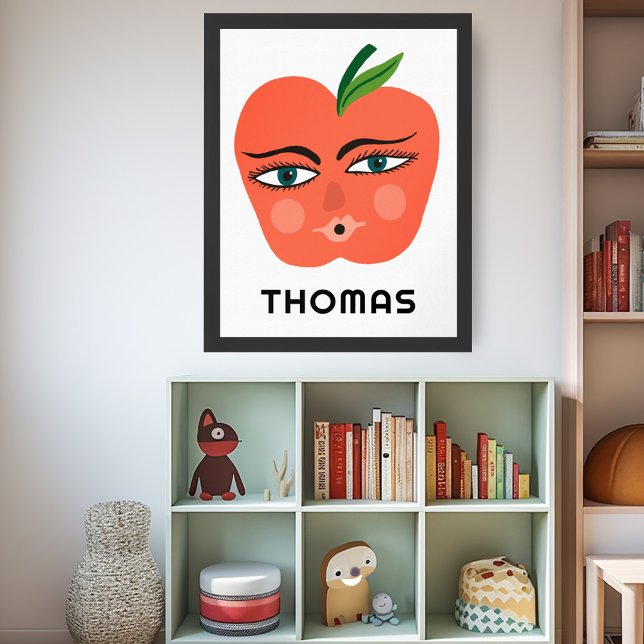 Arte de NOMBRE DE BEBÉ de PERSONALIZADO de Apple (Whimsical Apple CUSTOM BABY NAME Art Poster
)