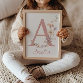 Arte de nombre de monograma para guardería de niña