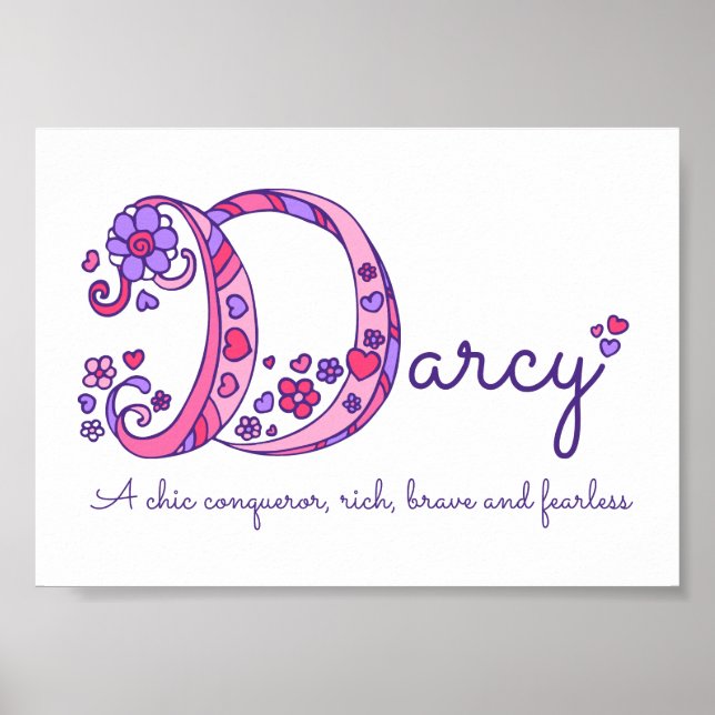 Arte de nombre inicial D de Darcy significado del  (Frente)