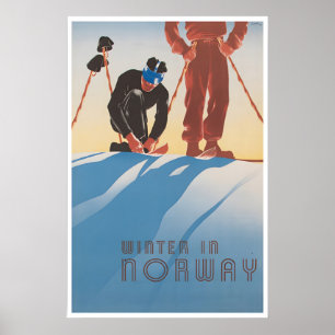 Arte de Noruega Impresión noruega de esquí Póster 