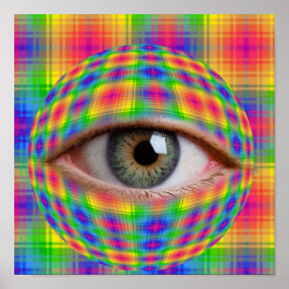 Arte de Ojo Trippy | Ojo de Cuadro Escocés Arcoíri