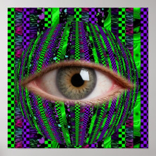 Arte de Ojo Trippy Surrealista Cuadro de Ajedrez