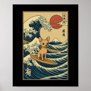 Arte de ola de puesta de sol del Monte Fuji Perro