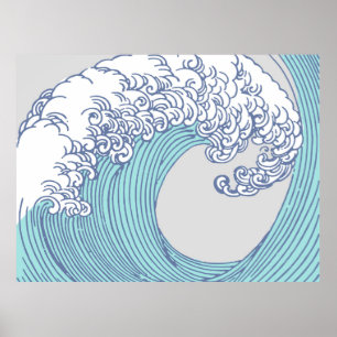 Arte de olas de surf asiático japonés Arte del océ