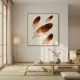 Arte de óleo de pluma marrón texturizado impasto m