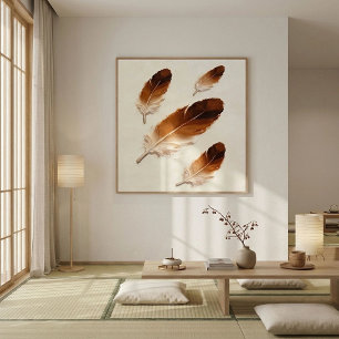 Arte de óleo de pluma marrón texturizado impasto m