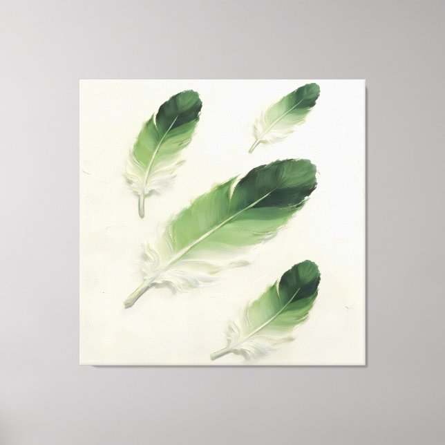 Arte de óleo de pluma verde texturizado impasto mo (Anverso)