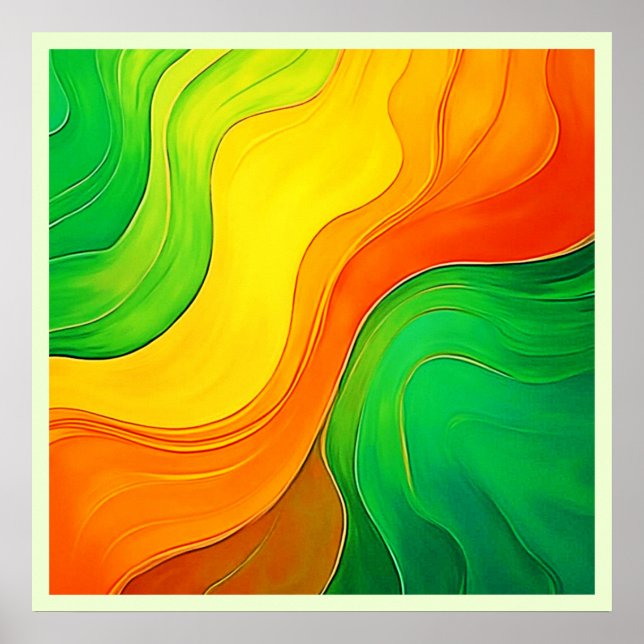 Arte de ondas orgánicas amarillo verde (Frente)