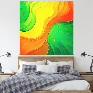 Arte de ondas verdes amarillas orgánicas