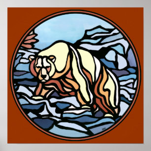 Arte de oso polar Imprimir decoración de hogar tri