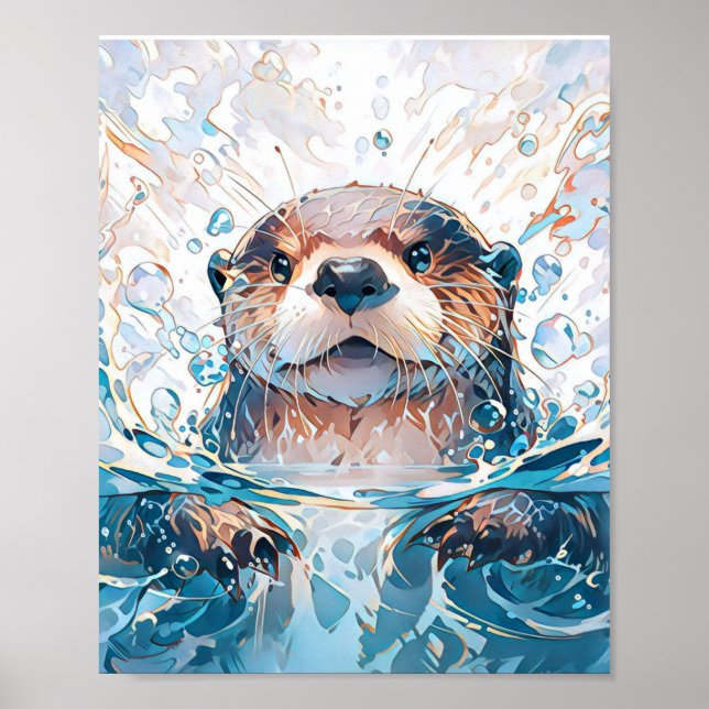 Arte de Otter marino de acuarela (Frente)