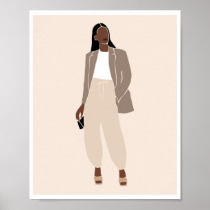 Arte de Outfit Neutro Blazer Taupe Mujer Negra Boh