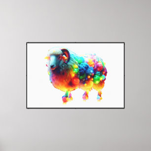 Arte de oveja arcoíris: lana colorida brillante, f