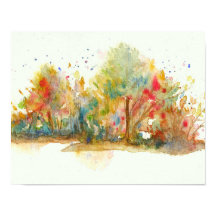 Arte de paisaje abstracto acuarela árboles bosque