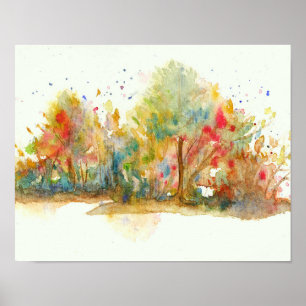 Arte de paisaje abstracto acuarela árboles bosque