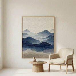 Arte de paisaje abstracto minimalista índigo