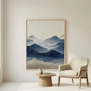 Arte de paisaje abstracto minimalista índigo