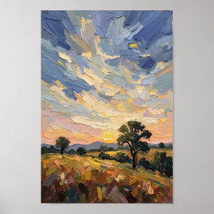 Arte de paisaje campestre crepuscular vintage