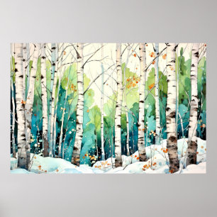 Arte de paisaje de bosque de abedules