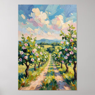Arte de paisaje de floración de huerto vintage
