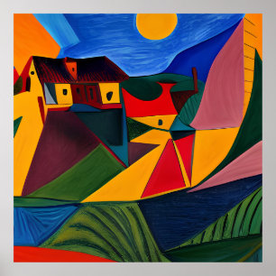 Arte de paisaje de pueblo atrevido