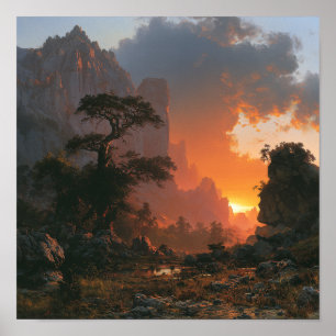 Arte de paisaje de puesta de sol victoriano para d
