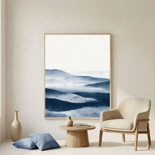 Arte de paisaje en capas de índigo minimalista