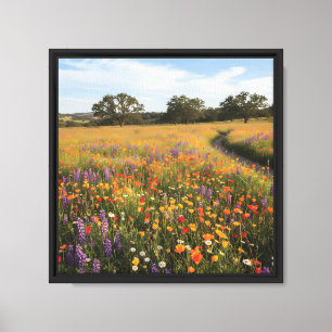 Arte de paisaje natural de campo de flores silvest
