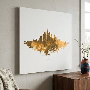 Arte de paisaje urbano en acuarela del horizonte d
