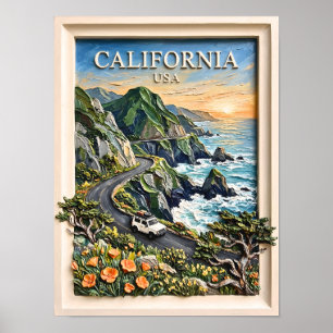 Arte de paisaje vintage de viaje por la costa de C