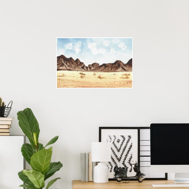 Arte de paisajes de montaña del desierto de agua (Oficina en casa)