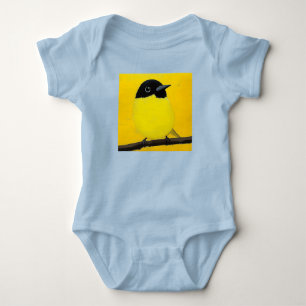 Arte de pájaro amarillo funky Diseño de camisa a