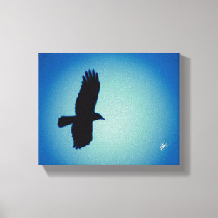 Arte de pájaro con alas extendidas cielo azul cian
