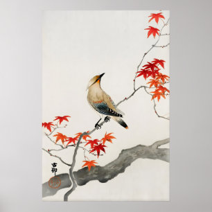 Arte de Pájaro Japonés Impreso en Pared  Botánico 