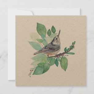 Arte de pájaro nuthatch blanco