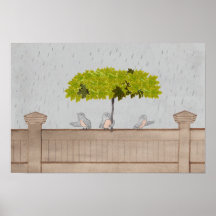 Arte de Pájaros 3 Pájaros en la Lluvia