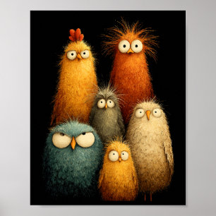 Arte de pájaros de dibujos animados divertidos de