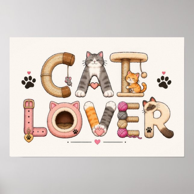 Arte de Palabras Amante de Gatos (Frente)